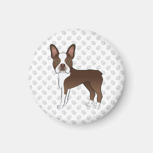 Imán Perro de dibujos animados Boston Terrier marrón ch