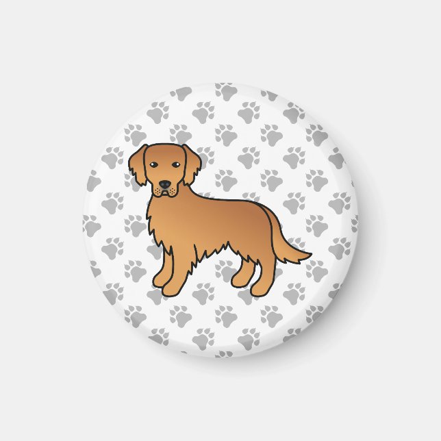 Imán Perro de dibujos animados curado de Red Golden Ret (Frente)