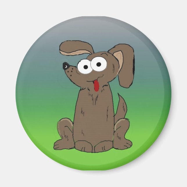 Imán Perro de dibujos animados divertido con ojos salto (Frente)
