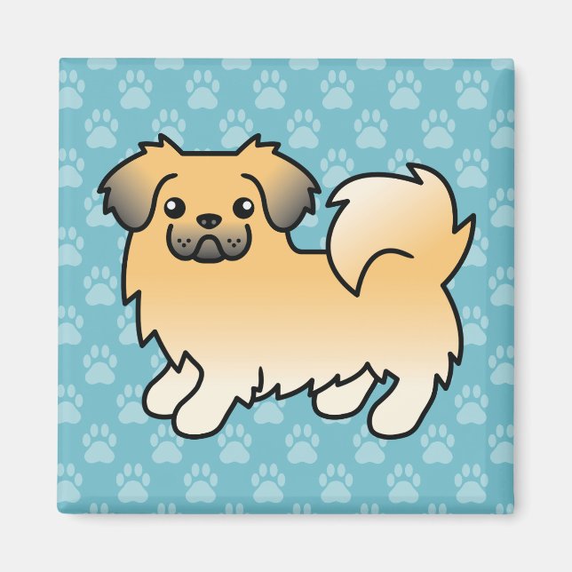 Imán Perro de dibujos animados Fawn Sable Tibetan Spani (Frente)