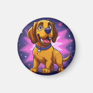 Imán Perro de dibujos animados juguetón con colores vib