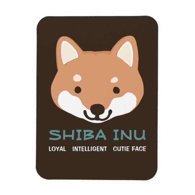 Imán Perro de dibujos animados Shiba Inu con texto pers (Vertical)