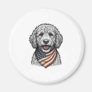 Imán Perro de garabato patriótico grabado vintage vecto