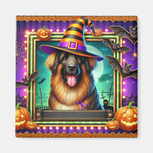 Imán Perro de Halloween con sombrero de bruja