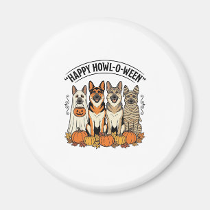Imán Perro de Halloween Feliz Howl-O-Ween Vintage Pasto