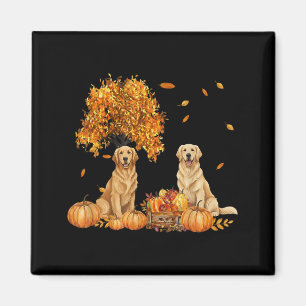 Imán Perro de hoja de otoño de Retriever dorado Hallowe