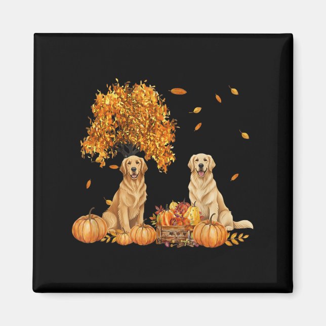 Imán Perro de hoja de otoño de Retriever dorado Hallowe (Frente)