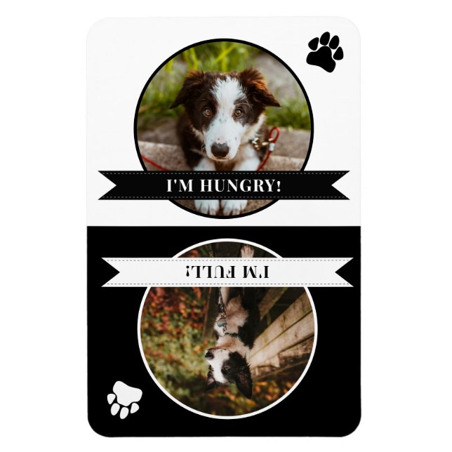 Imán Perro de impresión Black White Paw es foto de Fed (Vertical)