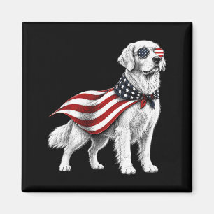 Imán Perro de la bandera americana del 4 de julio Retri