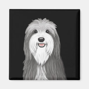 Imán Perro de la caricatura de Collie con barba