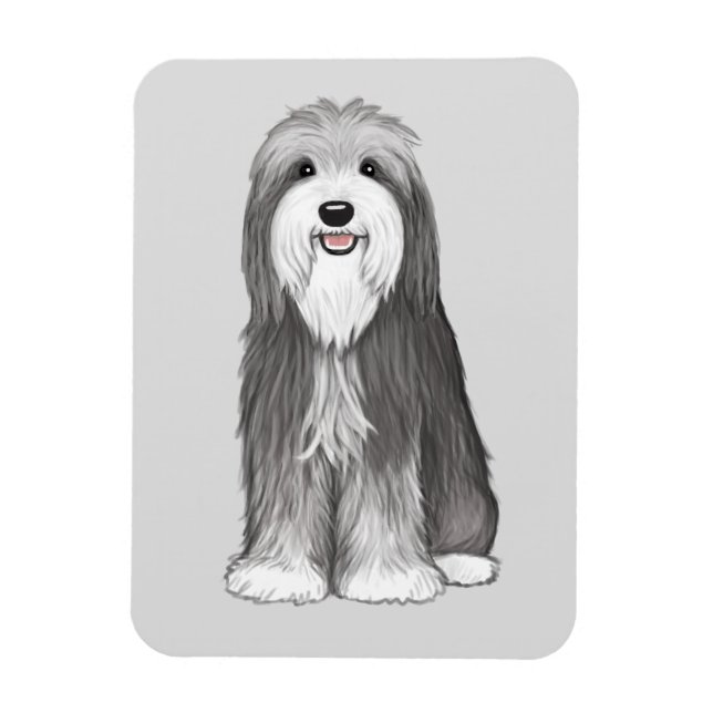 Imán Perro de la caricatura de Collie con barba (Vertical)