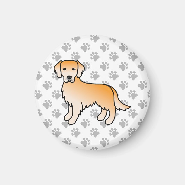 Imán Perro de la caricatura del Yellow Golden Retriever (Frente)