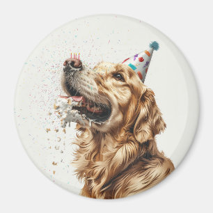 Imán Perro de la recuperación dorada del cumpleaños