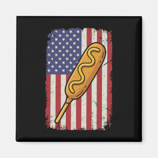 Imán Perro de maíz bandera de EE. UU. Corndog 4 de juli