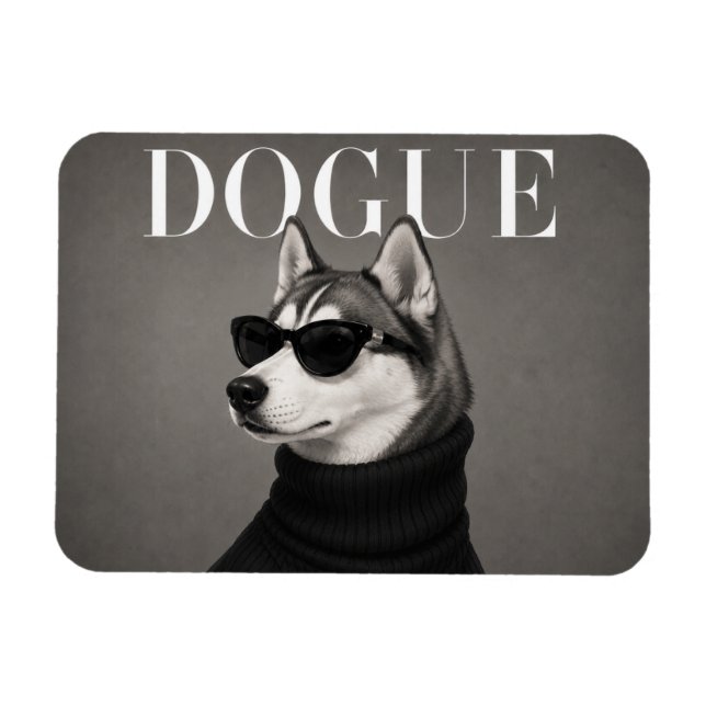 Imán Perro de moda de lujo Siberian Husky retrato Flexi (Horizontal)