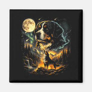 Imán perro de montaña bernés aullando luna vintage 90s