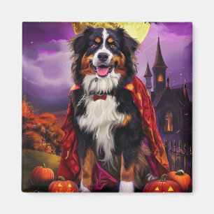 Imán Perro de montaña bernés de Halloween Calabazas Esp