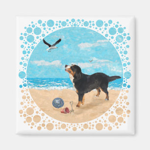 Imán Perro de montaña bernés en la playa