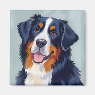 Imán Perro de montaña bernés Pintura en acuarela