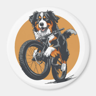 Imán Perro De Montaña De Berna Montando Una Bicicleta D