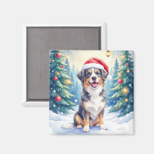 Imán Perro de montaña Entlebucher Bosque nevado Santa
