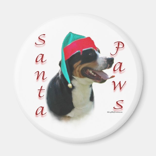 Imán Perro de montaña suizo de mayor tamaño Santa Paws (Frente)