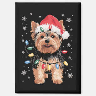 Imán Perro de Navidad Yorkie Regalo de Navidad Largo