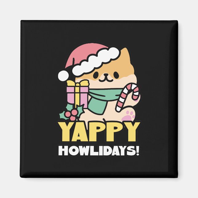 Imán Perro de Navidades Cuadros - Yappy Howlidays (Frente)
