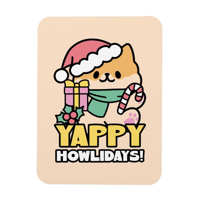 Imán Perro de Navidades Cuadros - Yappy Howlidays (Vertical)
