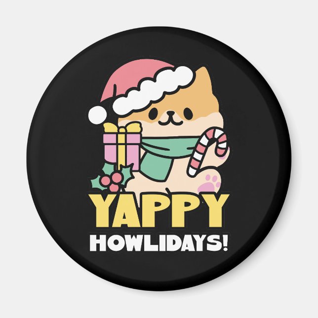 Imán Perro de Navidades Cuadros - Yappy Howlidays (Frente)