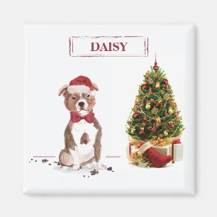 Imán Perro de Navidades divertidos de Staffordshire Bul