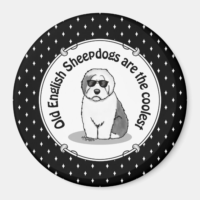 Imán Perro de oveja inglés antiguo de Guay (gris 1) gra (Frente)