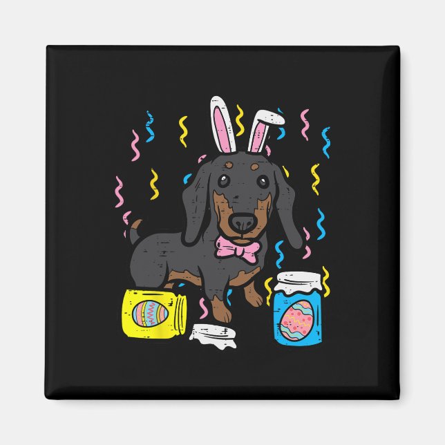 Imán Perro de Pascua Dachsund Bunny Cute Chicas de caza (Frente)