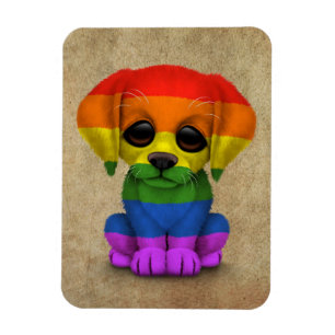 Imán Perro de perrito lindo del orgullo gay del arco
