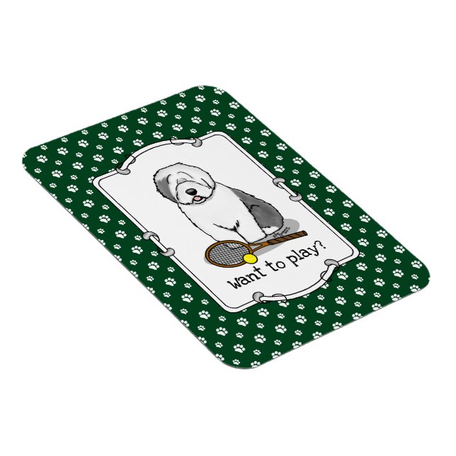 Imán Perro de perro viejo inglés de tenis (gris 1) (Lado Derecho)