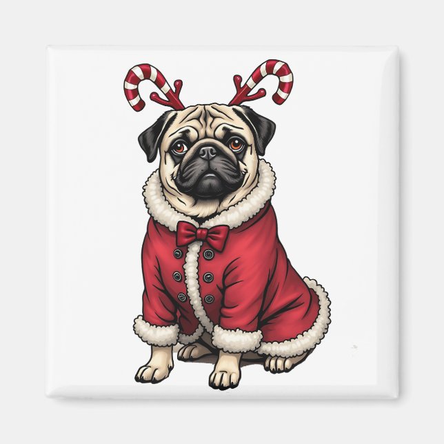 Imán Perro de Pub Vestido con Traje de Santa para Amant (Frente)