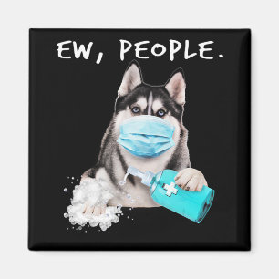 Imán Perro de recién casados con mascarilla en la cara