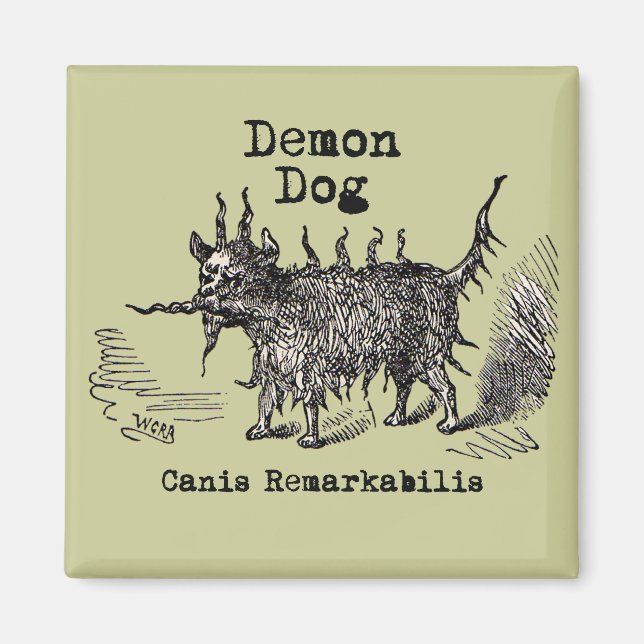 Imán Perro Demon Vintage Gracioso (Frente)