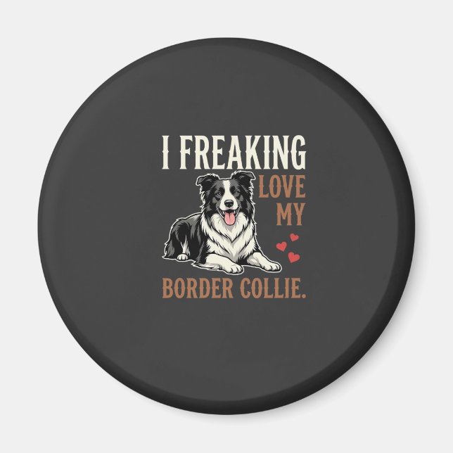 Imán Perro divertido de amor Border Collie (Frente)