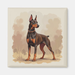 Imán Perro Doberman Pinscher Marrón Óxido Rojo