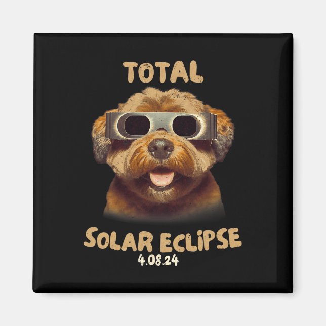 Imán Perro Eclipse Con Gles De Eclipse Solar (Frente)