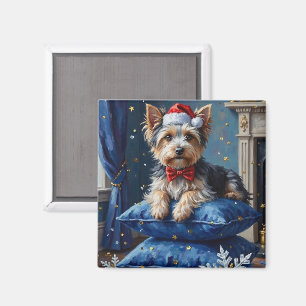Imán Perro elegante Biewer Terrier terciopelo Navidad