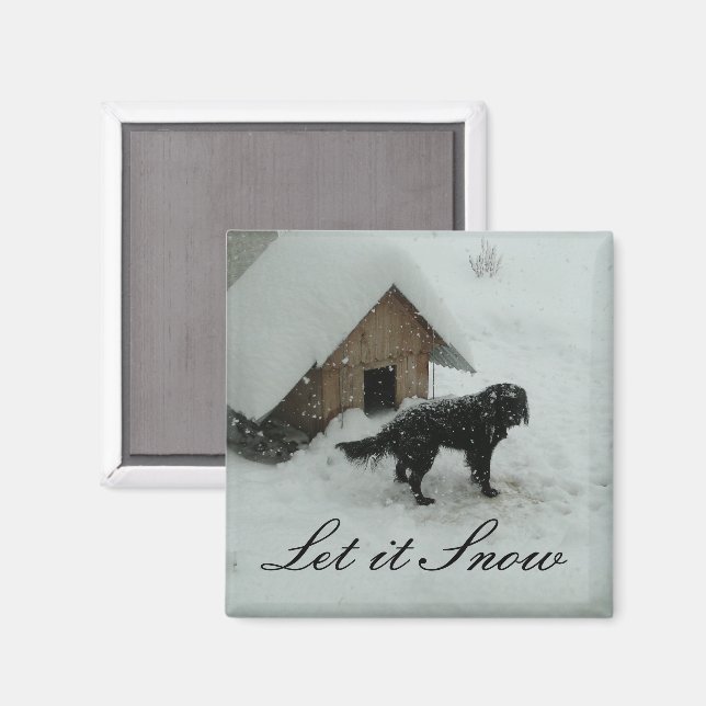 Imán Perro en nieve por Doghouse (Anverso/Reverso)