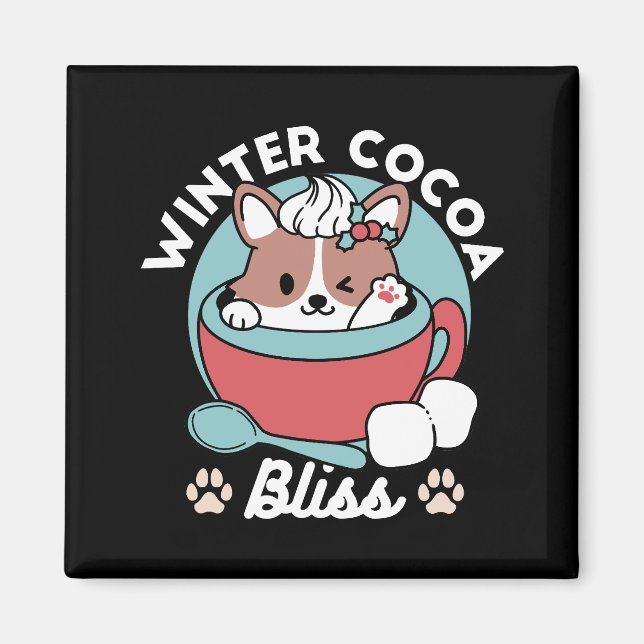 Imán Perro en taza festiva para vibraciones de vacacion (Frente)