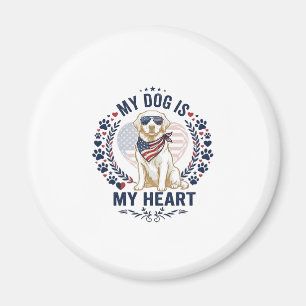 Imán Perro Es Corazón Bandera Americana Gafas de sol_1