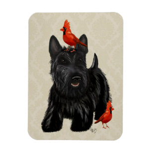 Imán Perro escocés y aves rojas