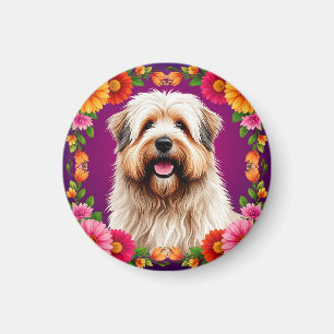 Imán Perro Esponjoso Adorable con Flores