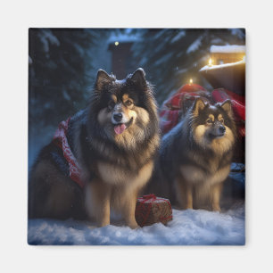 Imán Perro finlandés Lapphund decoración de Navidad en 