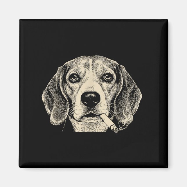 Imán Perro fumando cigarrillo divertido beagle meme  (Frente)