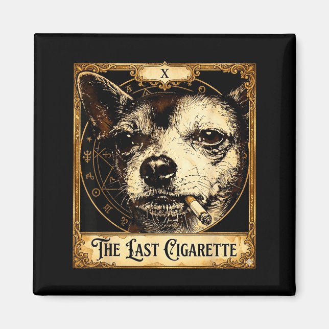 Imán Perro fumando cigarrillo divertido meme chihuahua  (Frente)